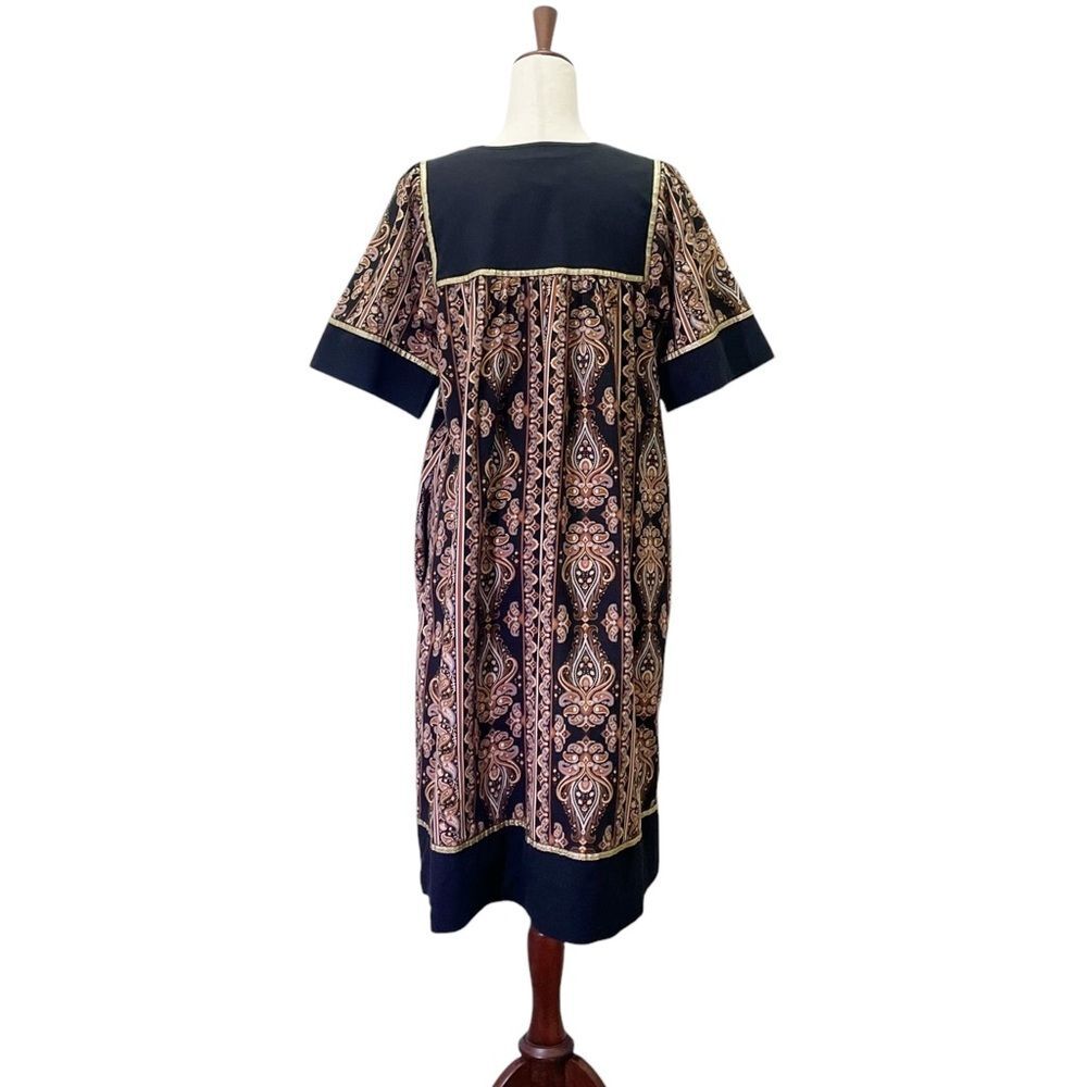 Krist Gudnason California Boho House Dress Size Large Black Paisley Caftan MuMu - Picture 4 of 13